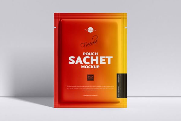 Front View of Pouch Sachet Mockup FREE PSD