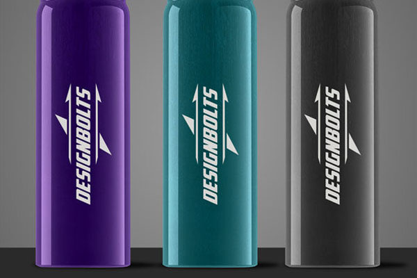 Front View of Three Eco-Friendly Water Bottles Mockup FREE PSD