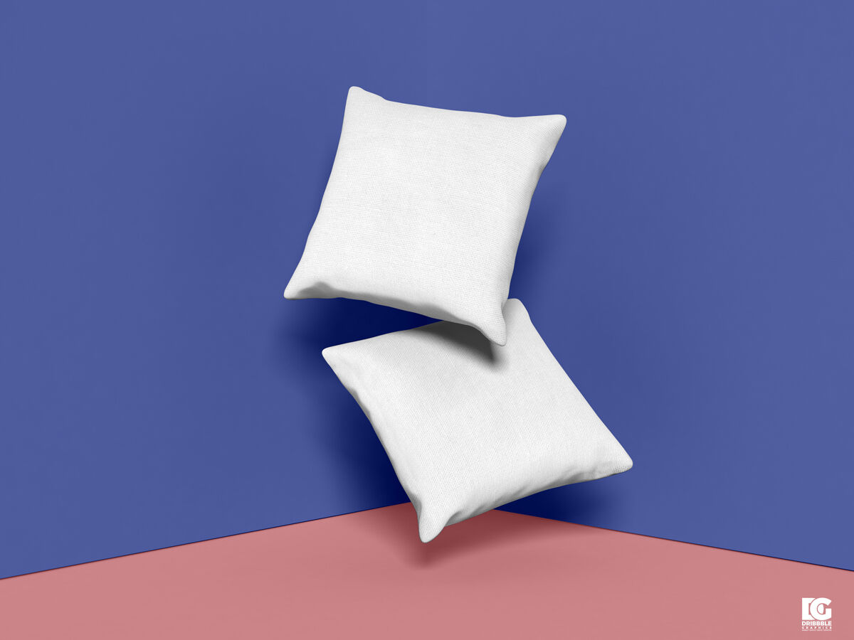 Front View of Two Floating Square Pillows Mockup FREE PSD