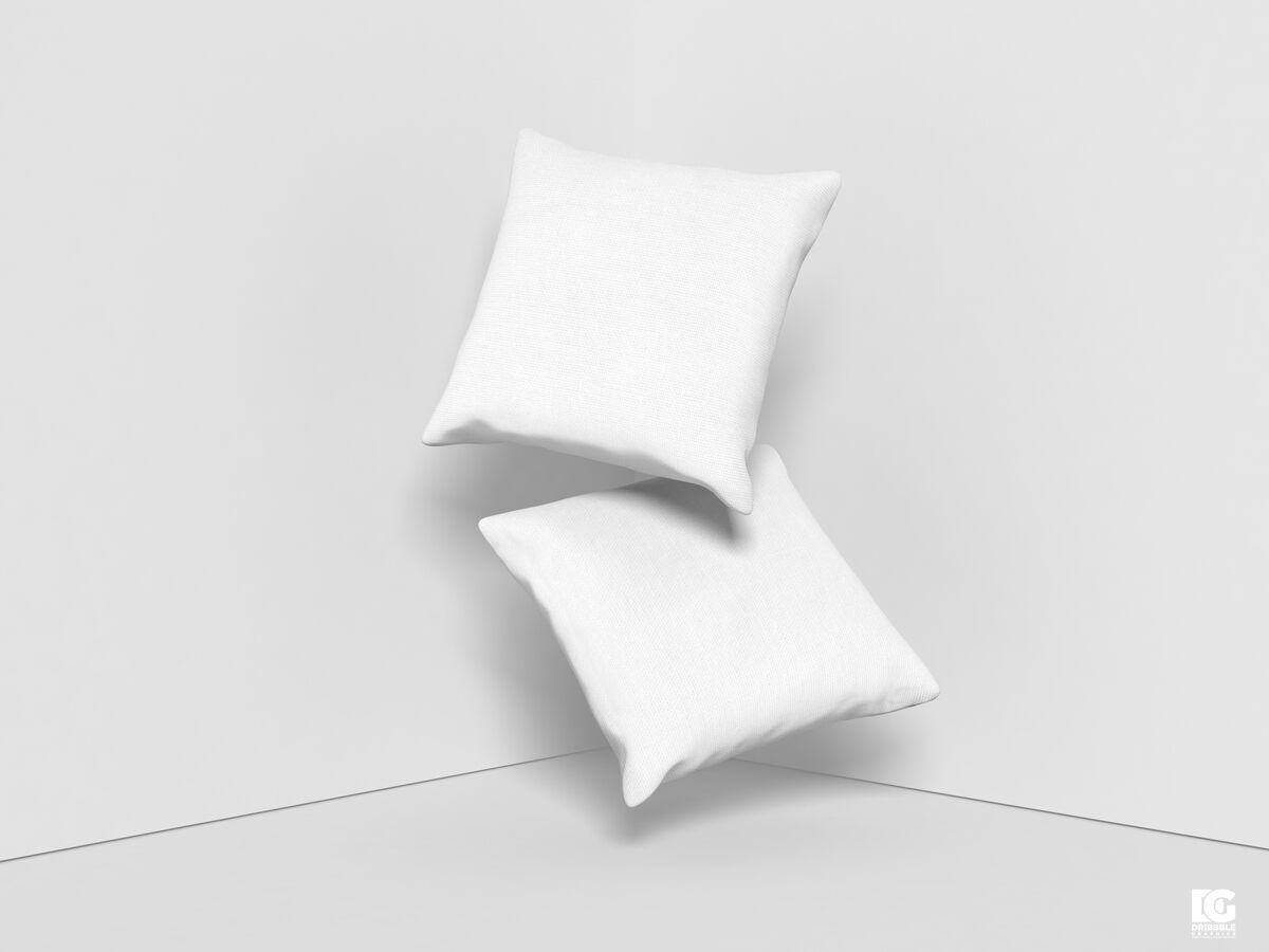 Front View of Two Floating Square Pillows Mockup FREE PSD