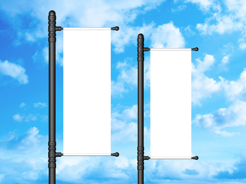 Front View of Two Outdoor Banners Mockup FREE PSD