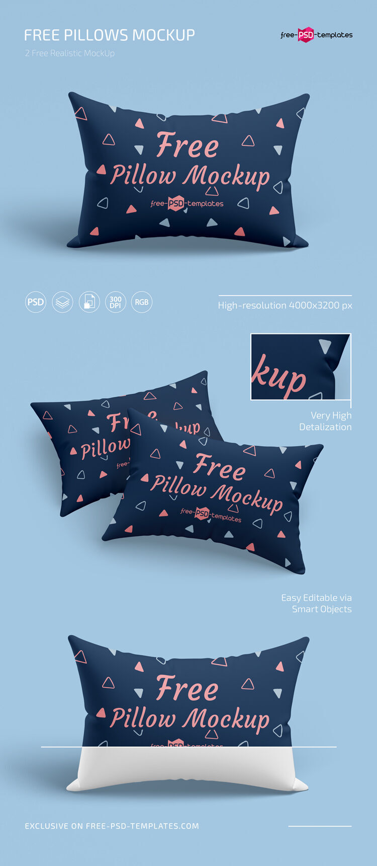 Front View of Two Pillow Mockups FREE PSD