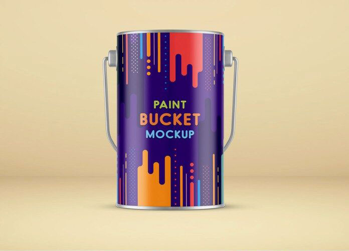 Front View Paint Metal Bucket Mockup FREE PSD