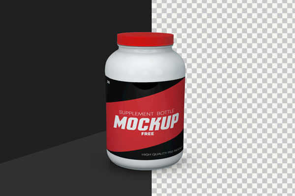 Front View Plastic Supplement Bottle Mockup in Plain Setting FREE PSD