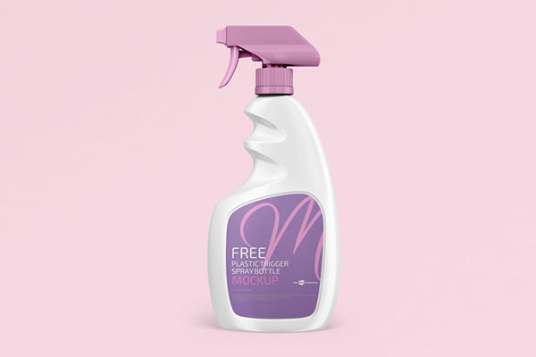 Front View Plastic Trigger Spray Bottle Mockup in Plain Setting FREE PSD