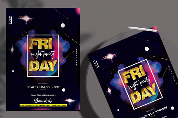 Futuristic Party Flyer Template FREE PSD