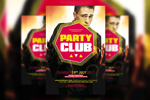 Geometric Modern Club Party Poster, Flyer, and Facebook Templates FREE PSD