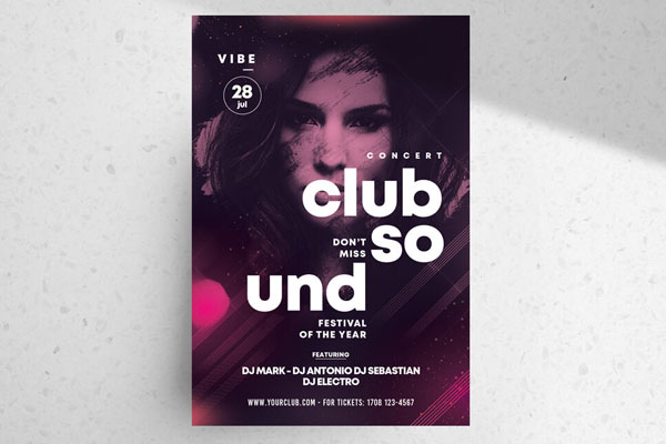 Glitter Concert Flyer Template FREE PSD