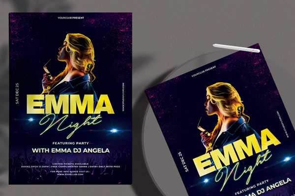 Glitter, Futuristic Club Flyer Template FREE PSD