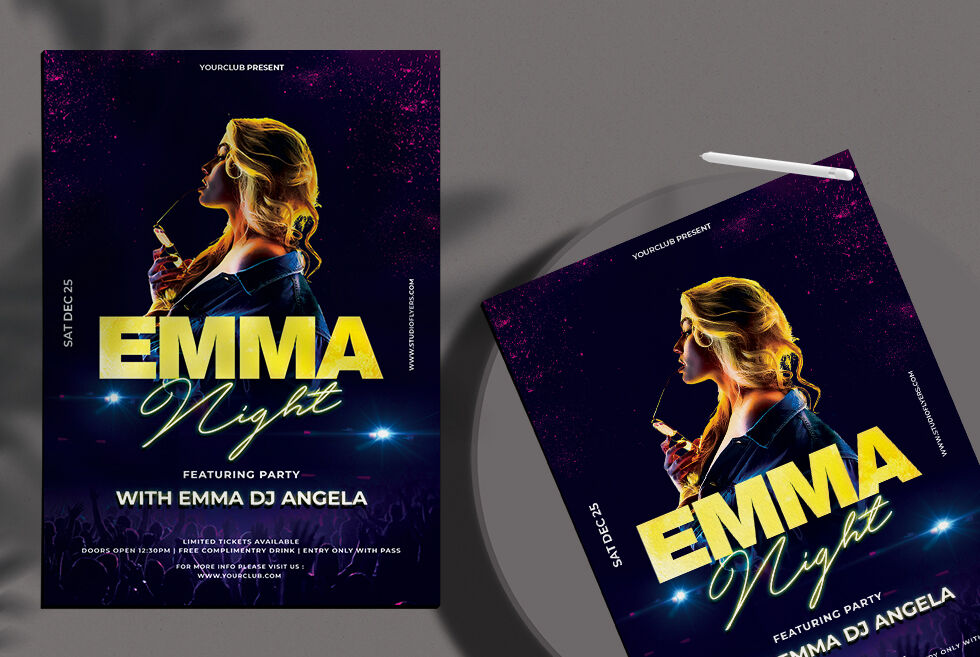 Glitter, Futuristic Club Flyer Template FREE PSD