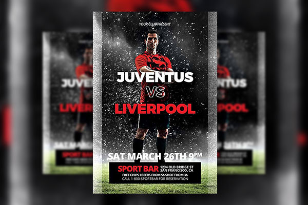 Glitter Soccer Game Flyer Template FREE PSD