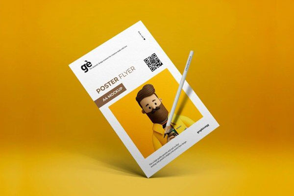 Gravity Flyer Mockup with a Pencil FREE PSD