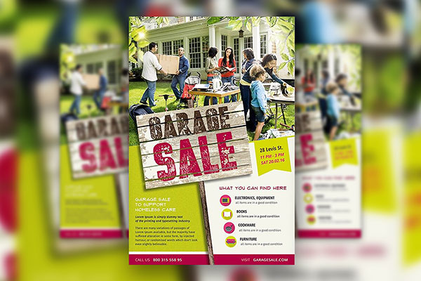 Green Modern Garage Sale Flyer Template FREE PSD