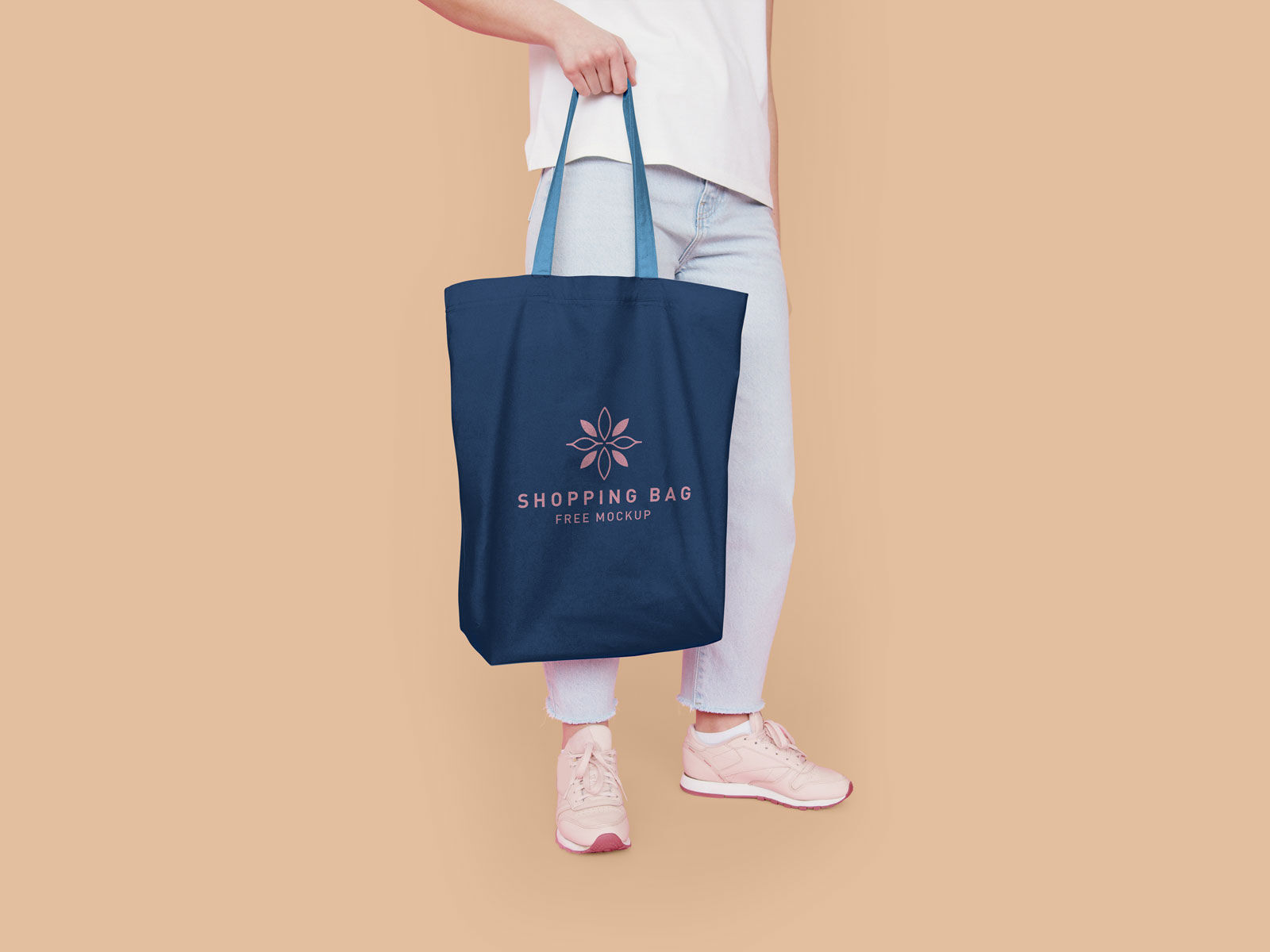 Half-Side View Cotton Tote Bag Featuring Someone Holding It Mockup FREE PSD