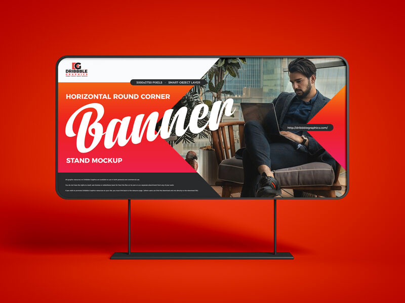 Horizontal Billboard in the Front View Mockup FREE PSD
