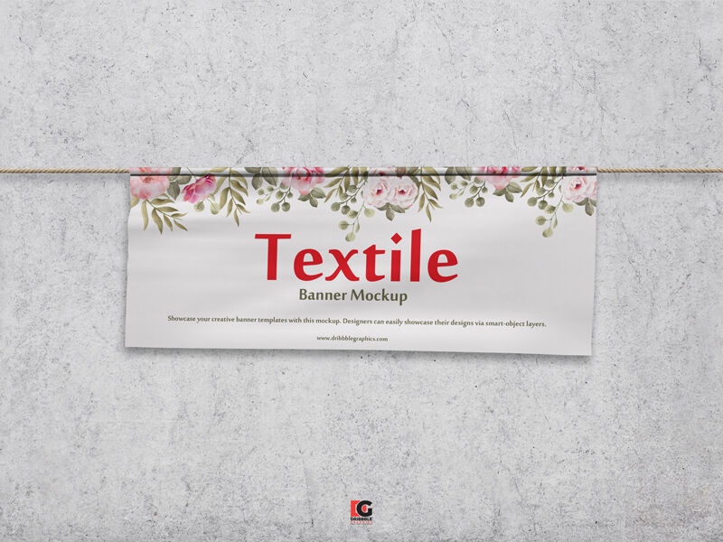 Horizontal Textile Banner in the Front View Mockup FREE PSD