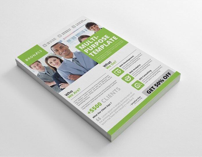 Infographic and Corporate Multipurpose Flyer Template in Four Colors FREE PSD