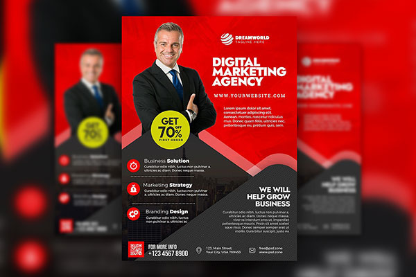 Infographic and Stylish Corporate Flyer Template FREE PSD