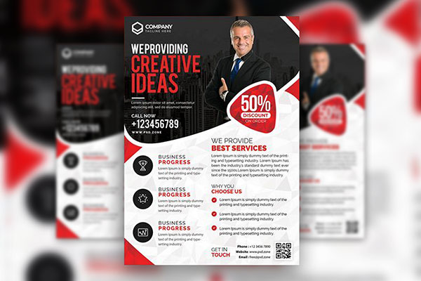 Infographic Business Marketing Flyer Templates in Four Different Color FREE PSD