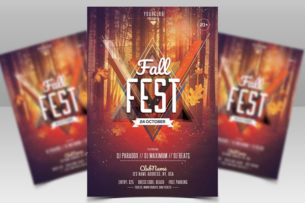 Leafy Fall Festival Flyer Template FREE PSD