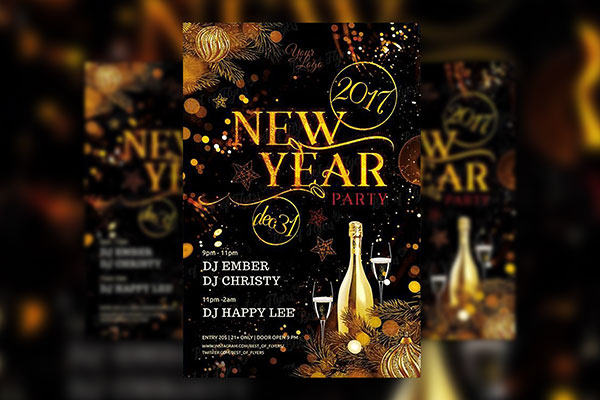 Luxury New Year Party Flyer Template Plus a Facebook Cover FREE PSD