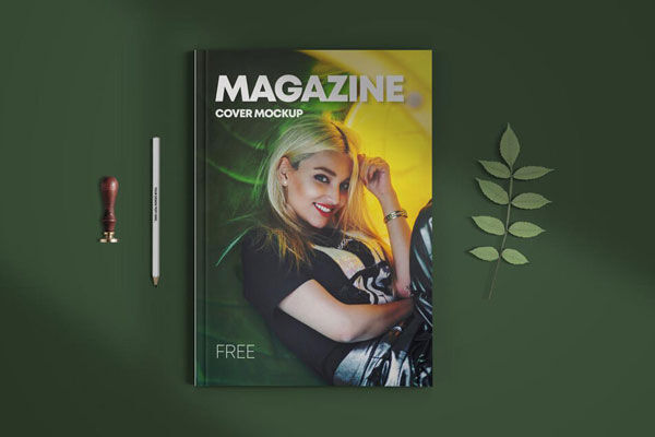 Magazine Cover Mockup Placed in the Top View FREE PSD