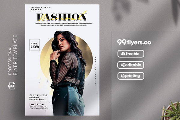 Minimal Circle Fashion Show Flyer Template FREE PSD