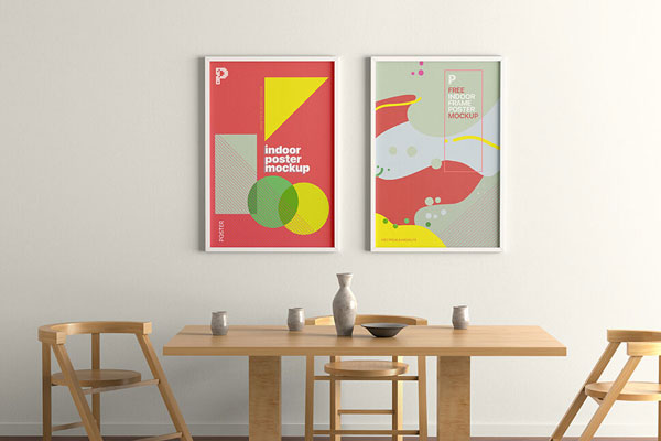Minimal Indoor Vertical Poster Frames Mockup FREE PSD