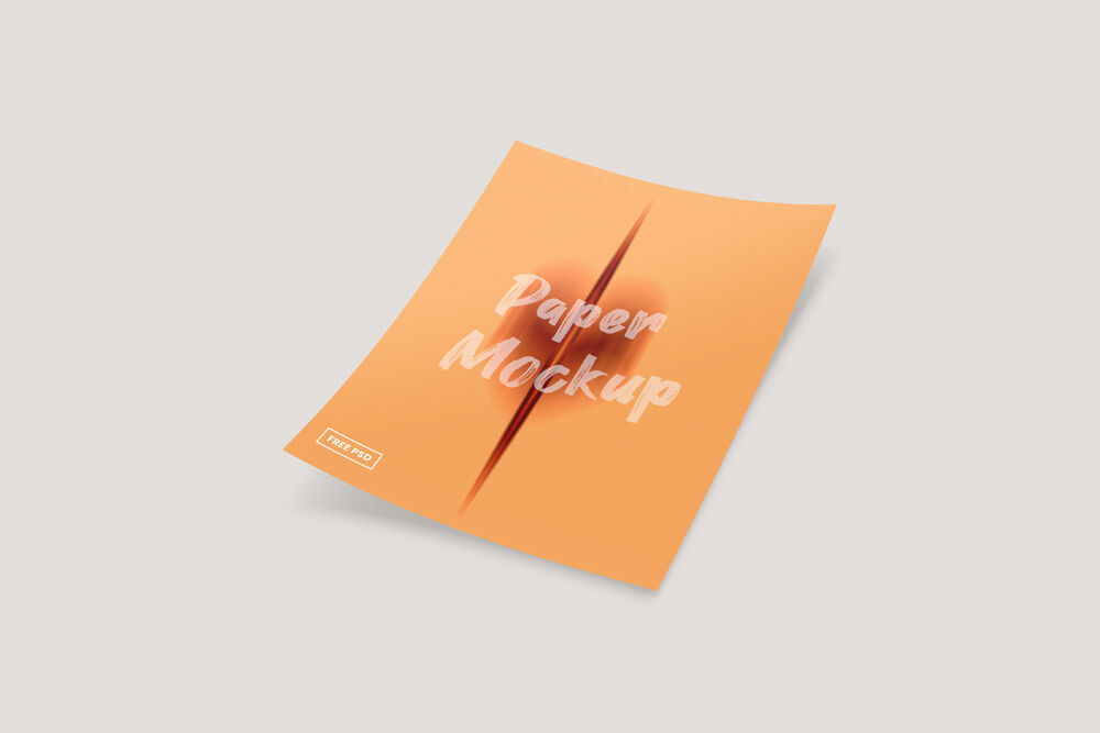 Minimal Perspective View Paper on Floor Mockup FREE PSD