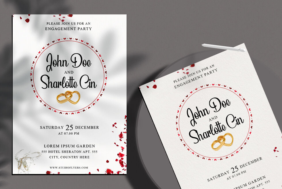 Minimalistic Wedding Invitation Flyer Template (FREE) - Resource Boy