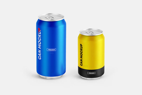 Mockup of 2 Metal Cans in Different Sizes FREE PSD