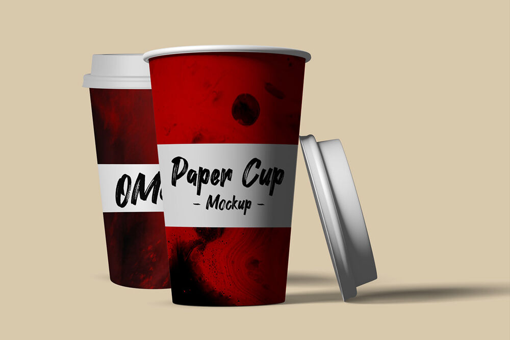 Mockup of 2 Paper Cup with Cap FREE PSD