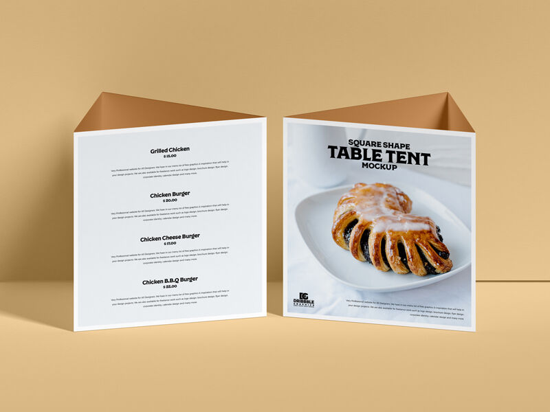 Mockup of 2 Square Table Tents FREE PSD
