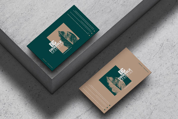 Mockup of Two Floating Business Cards at the 3\4 Angle View FREE PSD