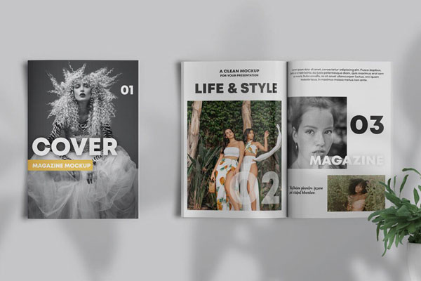 Mockup of Two Magazines in Top View Closed and Opened FREE PSD