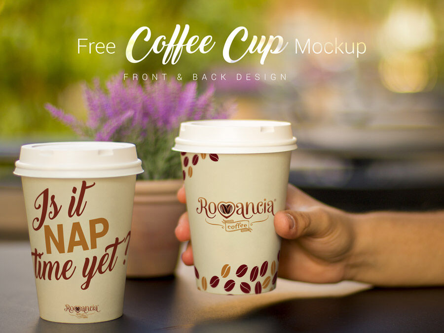 Mockup Of Two Paper Coffee Cups In The Front View (FREE) - Resource Boy