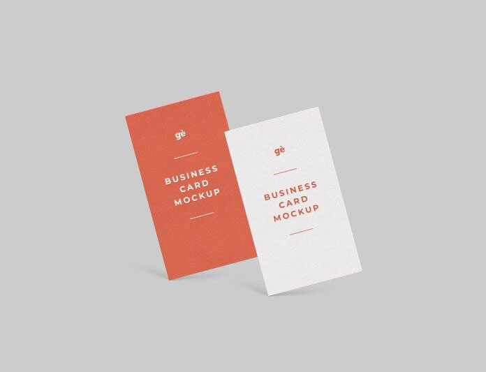 Mockup of Two Slanting Business Cards in the Front View FREE PSD