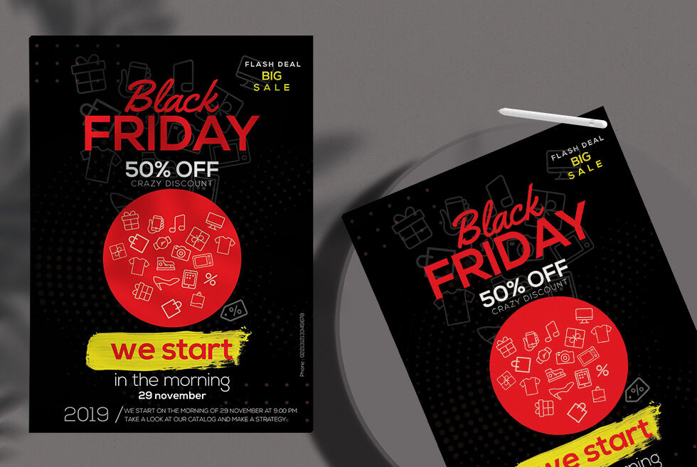 Modern Black Friday Sale Flyer Template FREE PSD