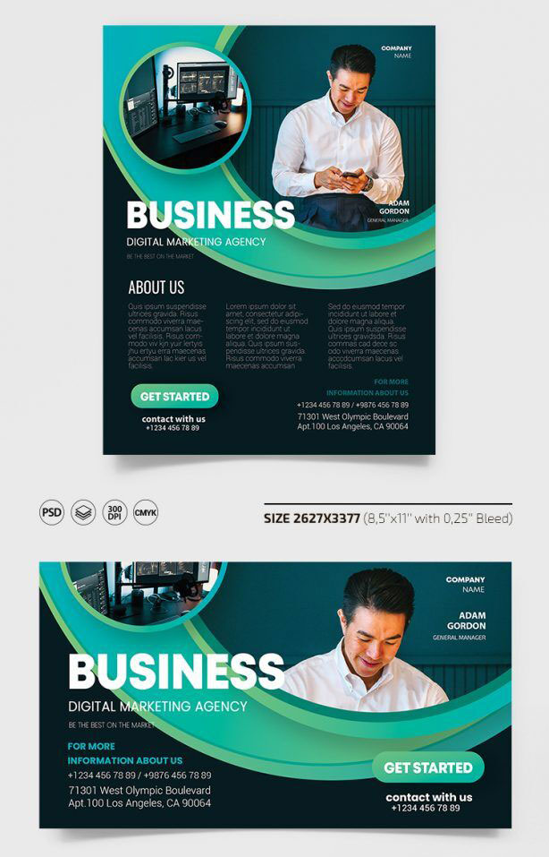 Modern Business Flyer with Facebook Cover Template (FREE) Resource Boy