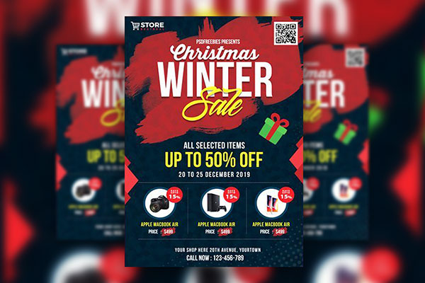 Modern Christmas and Winter Sale Flyer Template FREE PSD