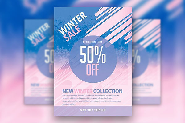 Modern Circle Winter Sale Flyer Template FREE PSD