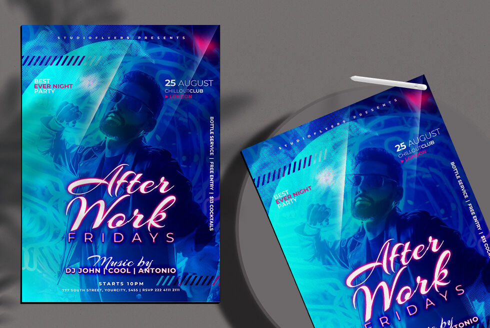 Modern DJ Party Flyer Template FREE PSD