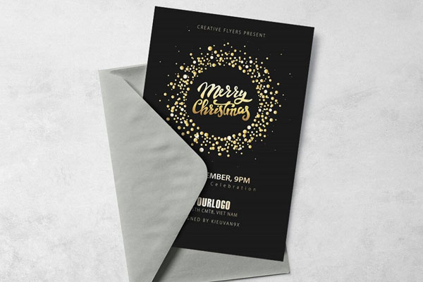 Modern Minimal Christmas Party Flyer Template FREE PSD