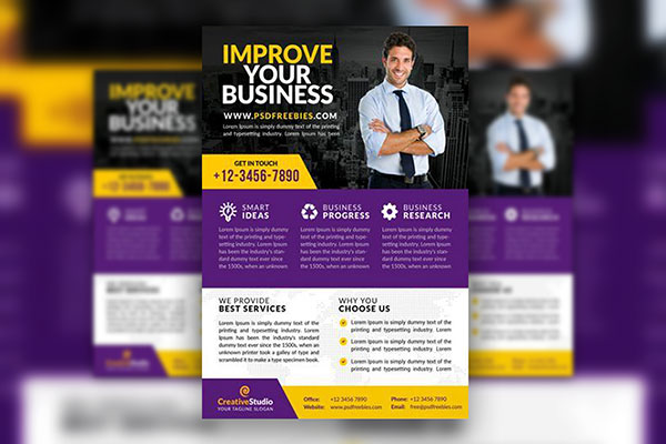 Multipurpose Flat Corporate Business Flyer Template FREE PSD
