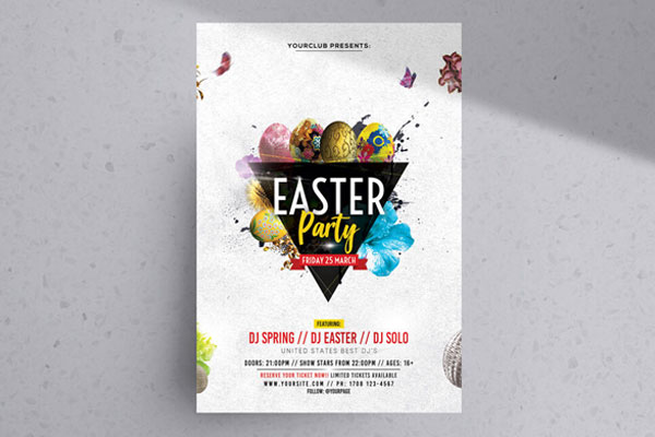 Off-White Modern Easter Party Flyer Template FREE PSD