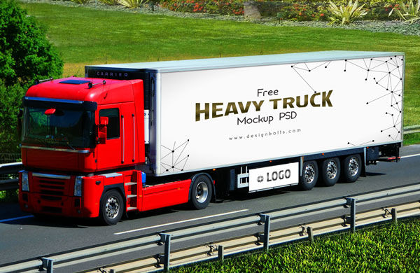 Outdoor Realistic Vehicle Branding Heavy Duty Truck Mockup FREE PSD