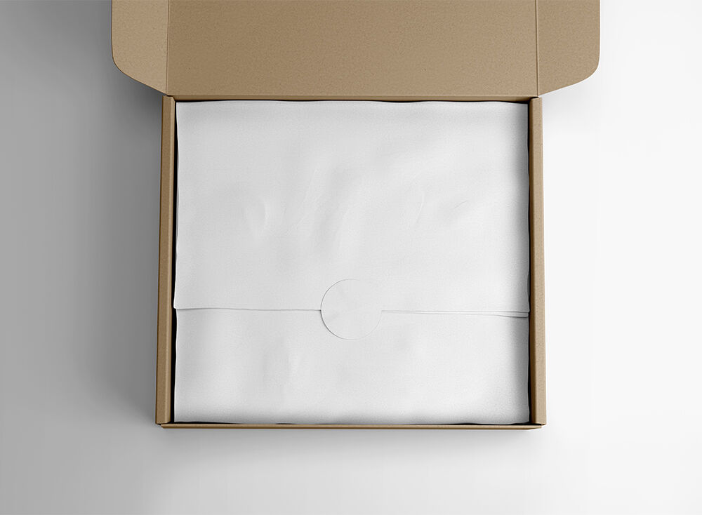 Overhead View Wrapping Tissue Paper in a Box Mockup FREE PSD