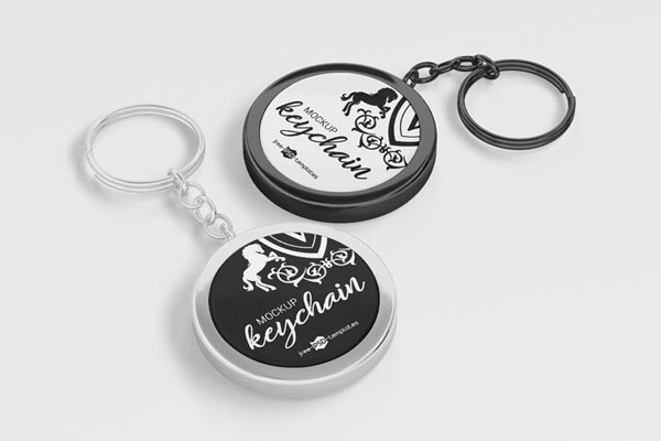 Pack of 2 Mockups Featuring Round Metal Keychains FREE PSD