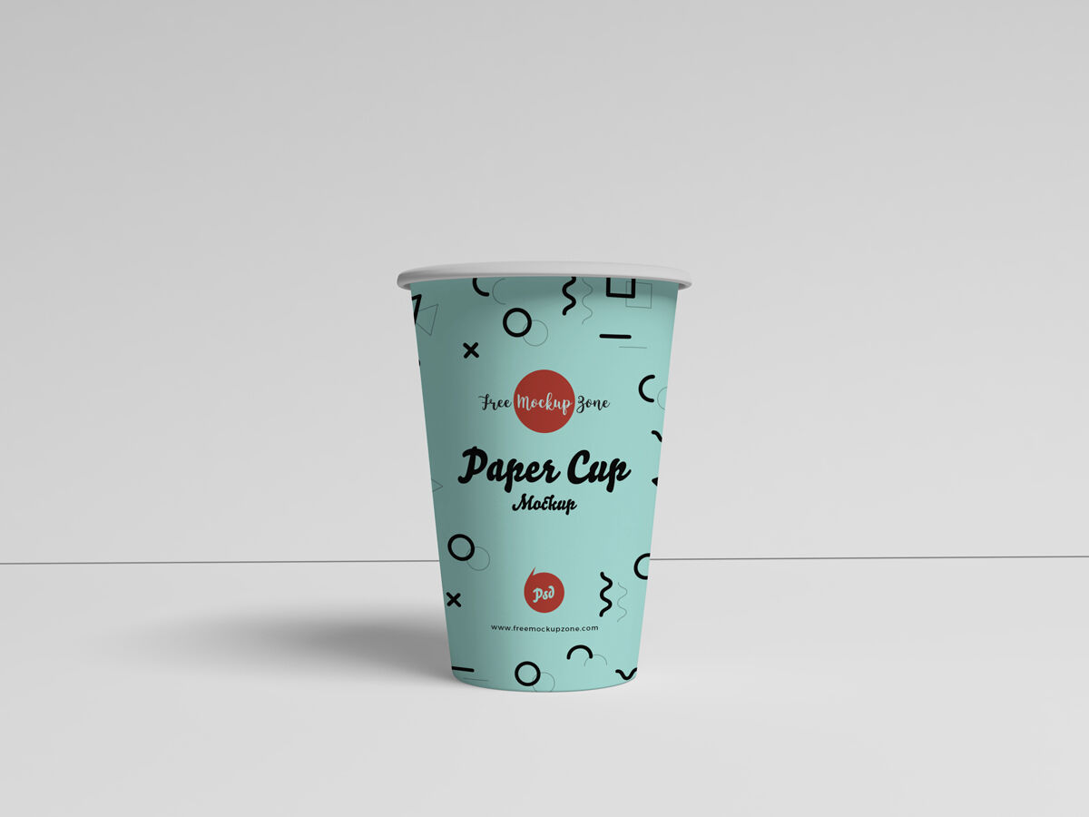 Paper Coffee Cup Standing in Front View Mockup FREE PSD