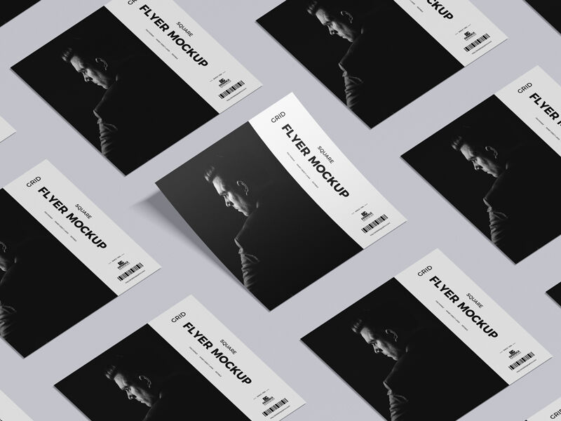 Perspective Grid Square Flyer Mockup FREE PSD
